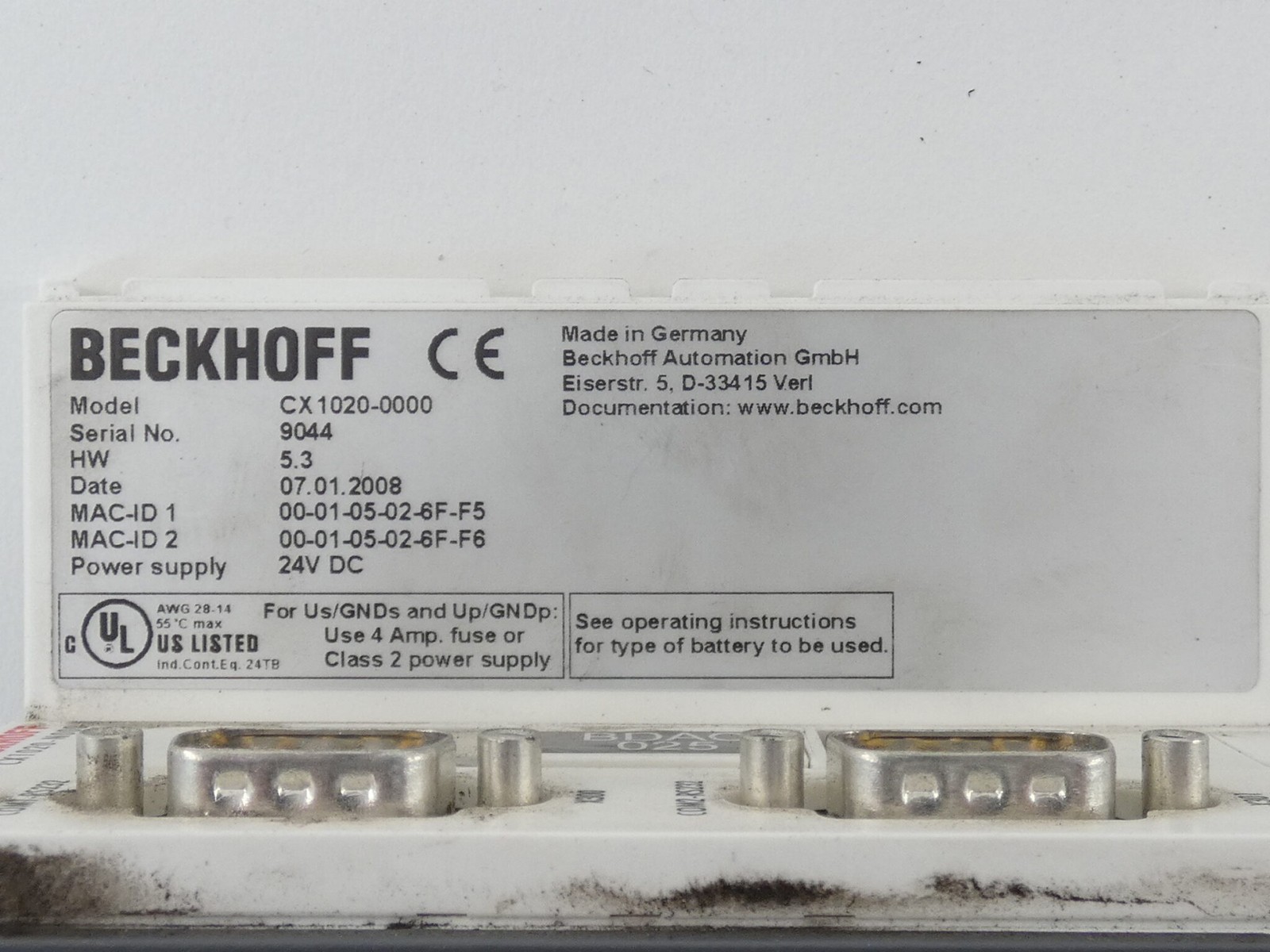 *Parts Only* Beckhoff CX1020-0000 CPU Module CX1020-N030 CX1020-N000 CX1100-0002