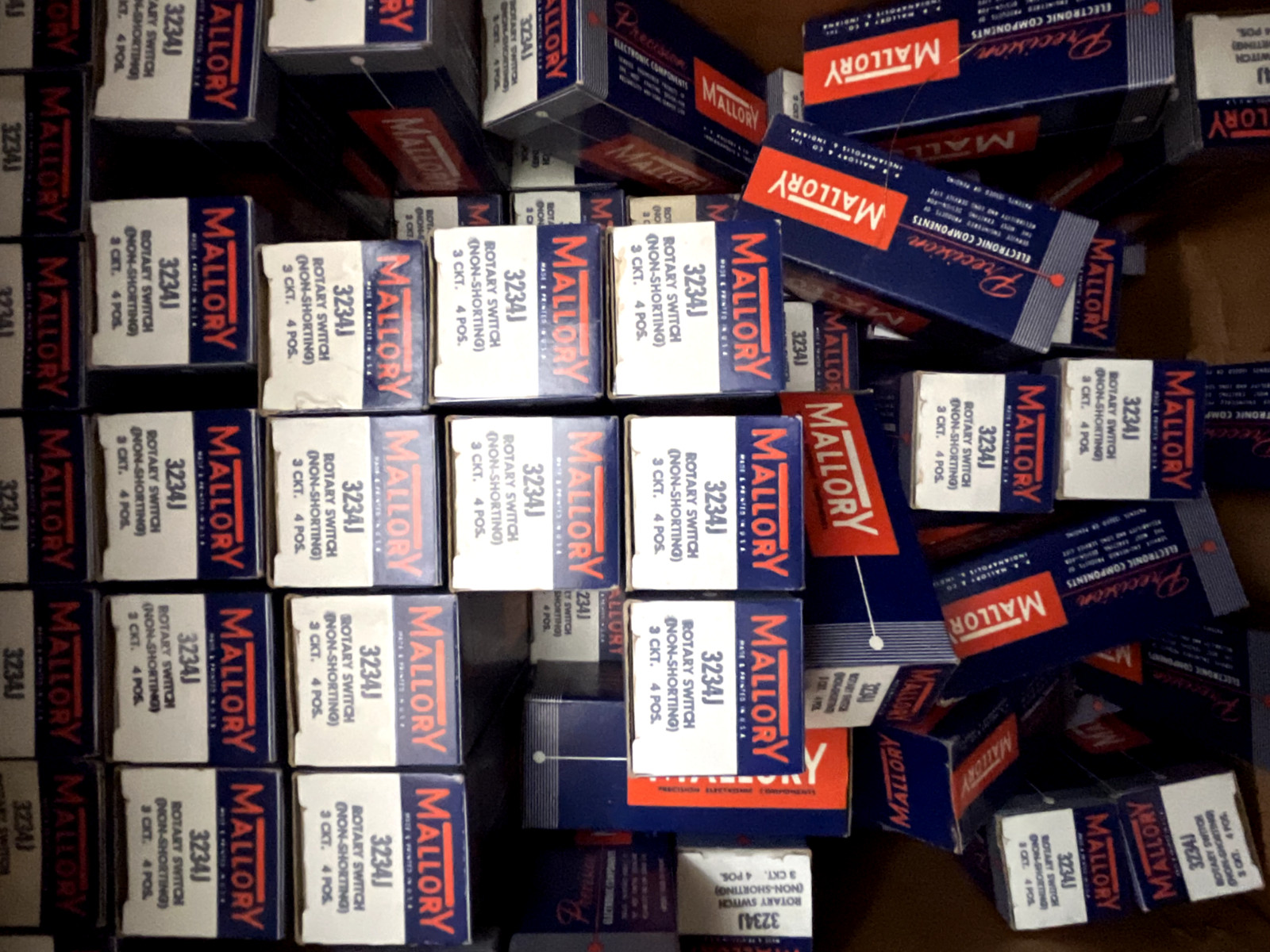 vintage mallory 3234j rotary switch non-shorting 3 circut 4 pos. deadstock lot
