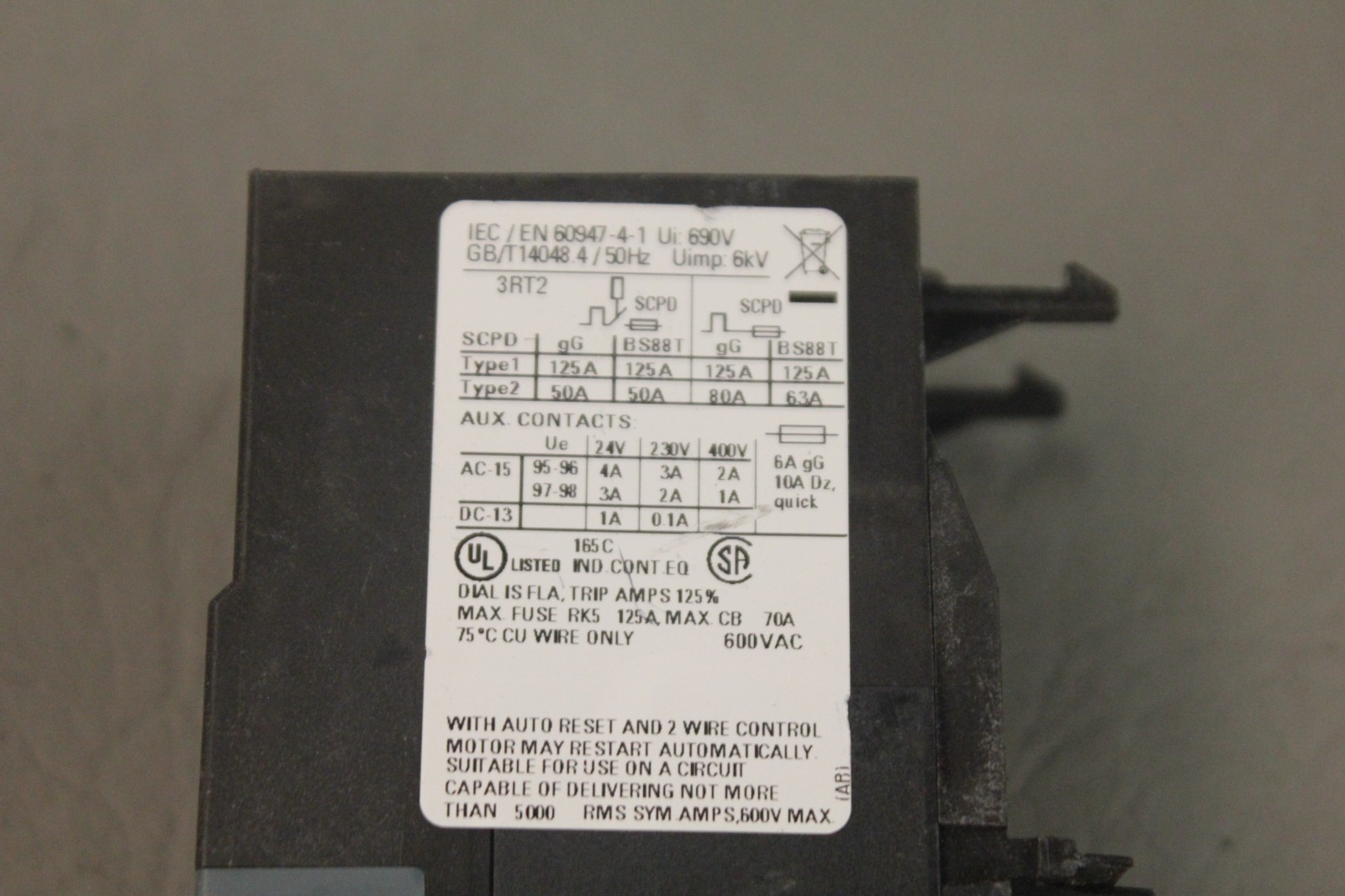 SIEMENS SIRIUS 3RU2126-4EB0 OVERLOAD RELAY