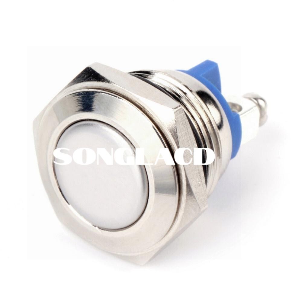 16mm Waterproof Metal Push Button Momentary ON OFF Horn Switch Start High Flush
