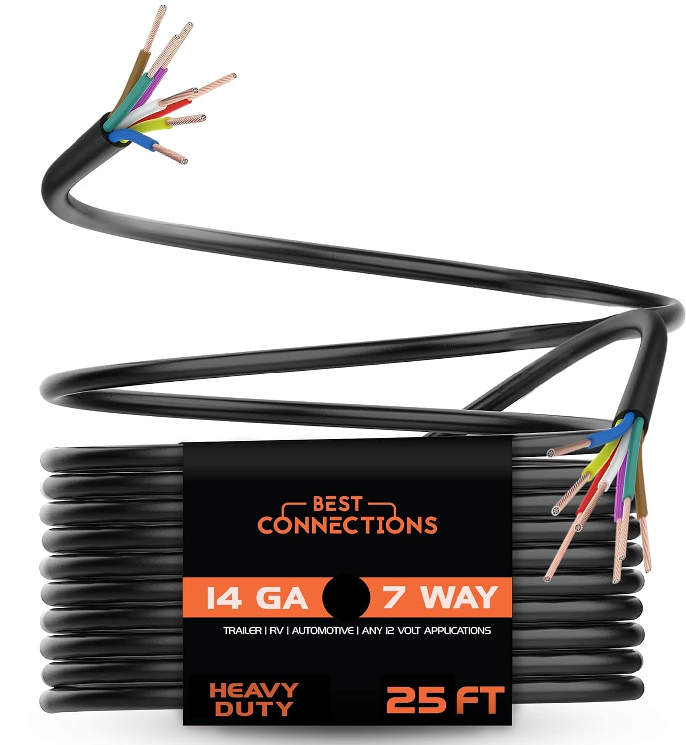 BEST CONNECTIONS 7 Way Trailer Red, Blue, White, Purple, Brown, Yellow, Green