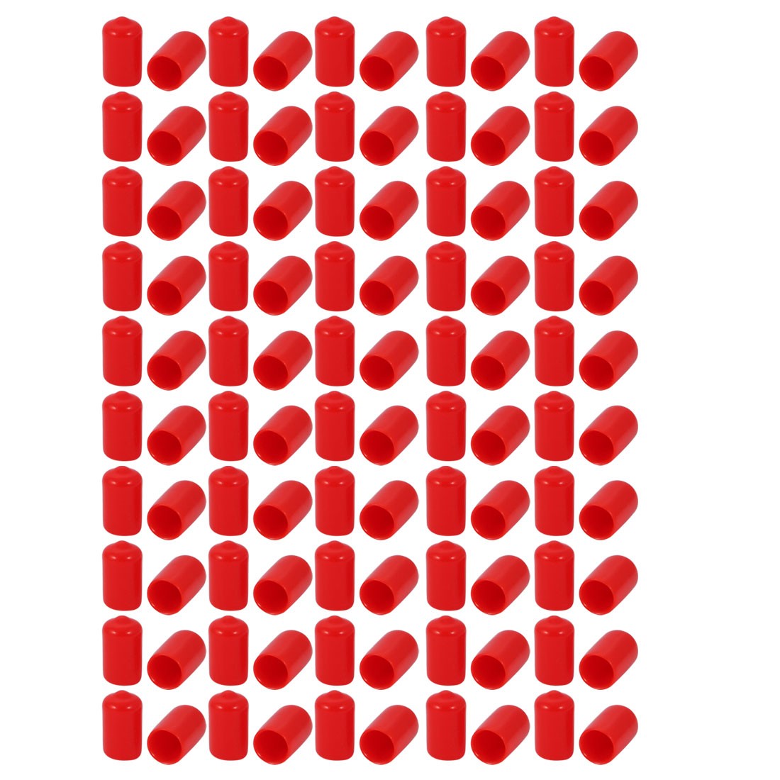 100 Pcs 10mm Inner Dia PVC Vinyl End Cap Bolt Screw Thread Protector Red