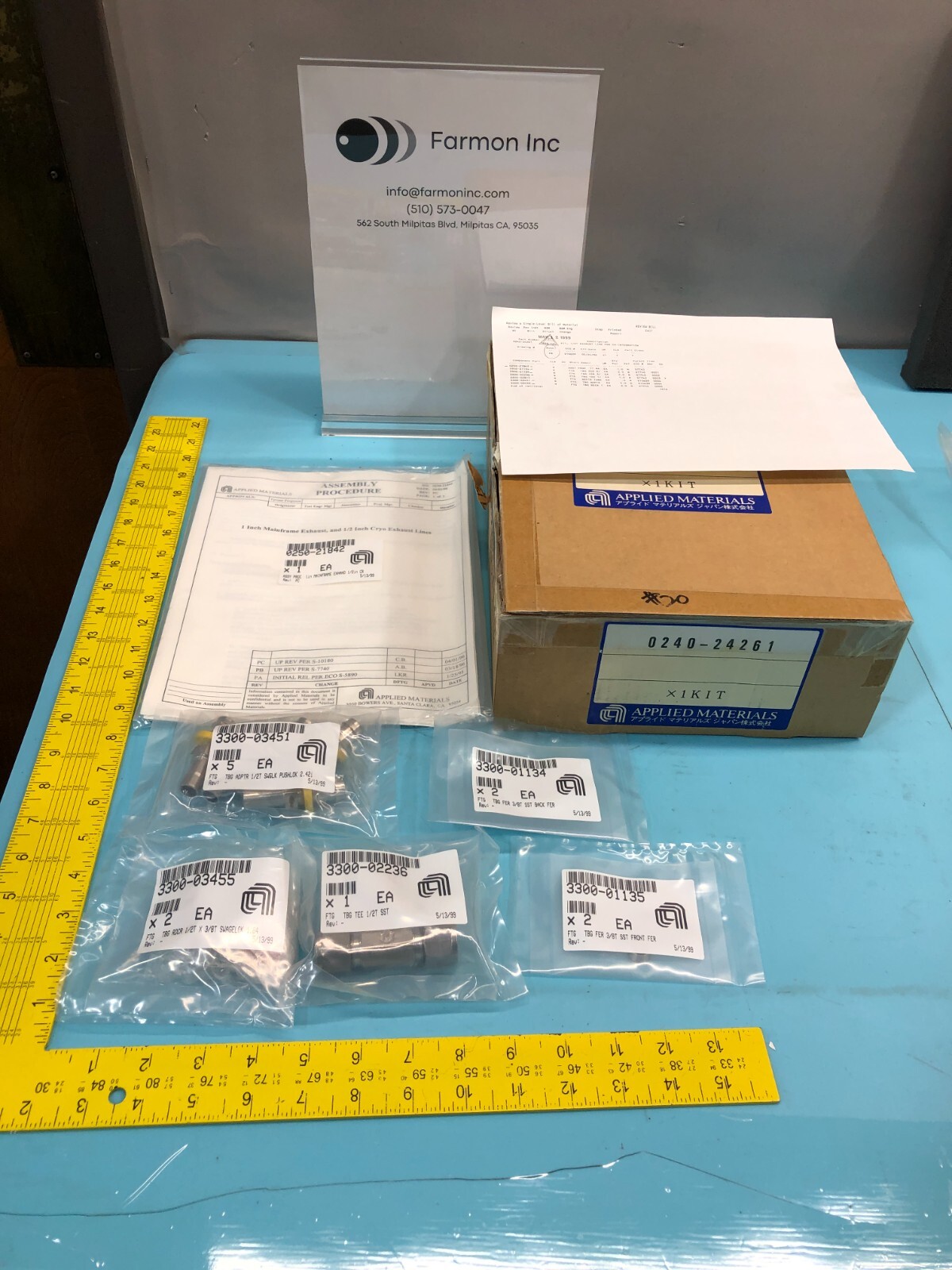 AMAT 0240-24261 Kit, 1/2in Exhaust Line Per CH-Integration, 0250-21842, 178807
