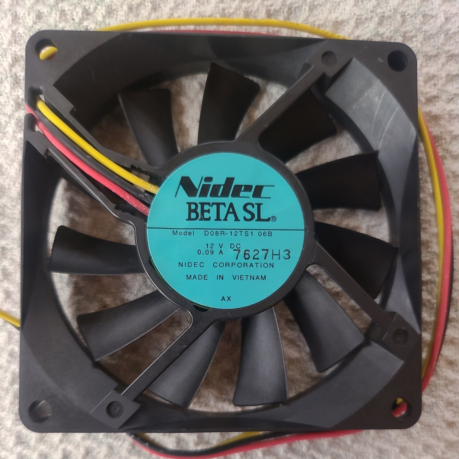 SONY – NIDEC D08R-12TS1 06B 12VDC 0.09A FAN – 3PIN w/rubber mounts