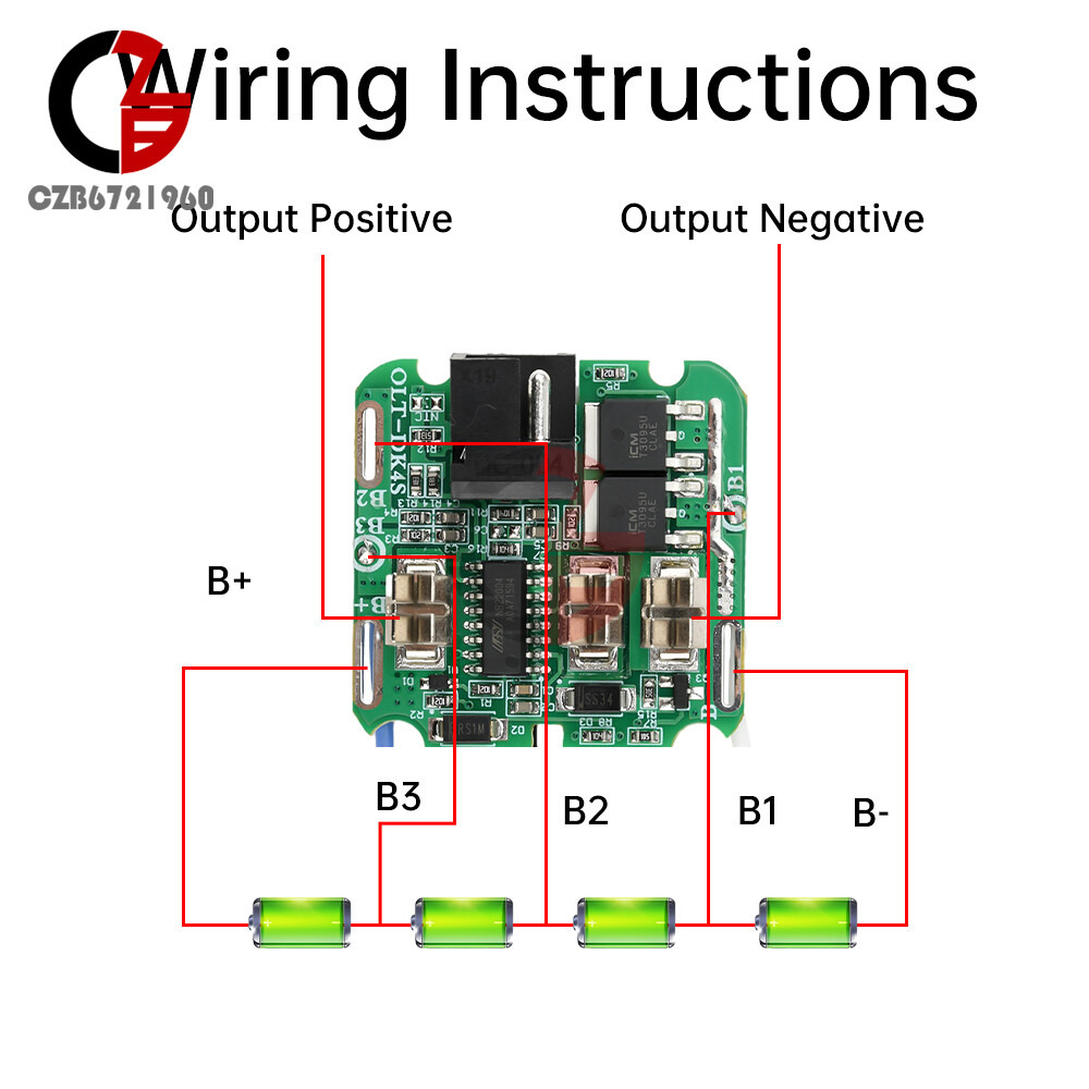 4S 16.8V 30A 18650 Li-ion Battery Protection Board BMS Dual MOS for Power Tool