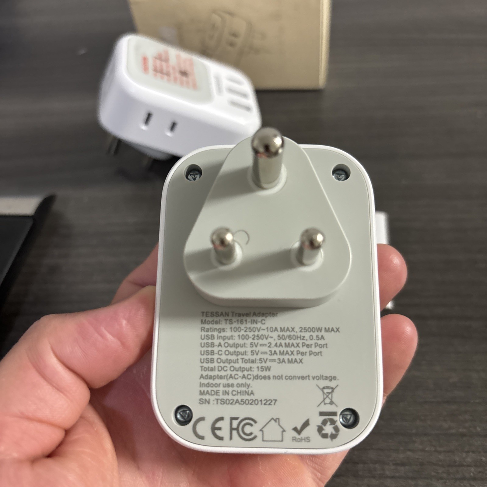 TESSAN US to India Plug Adapter 2 Pack Type D Travel Adapter 4 Outlets