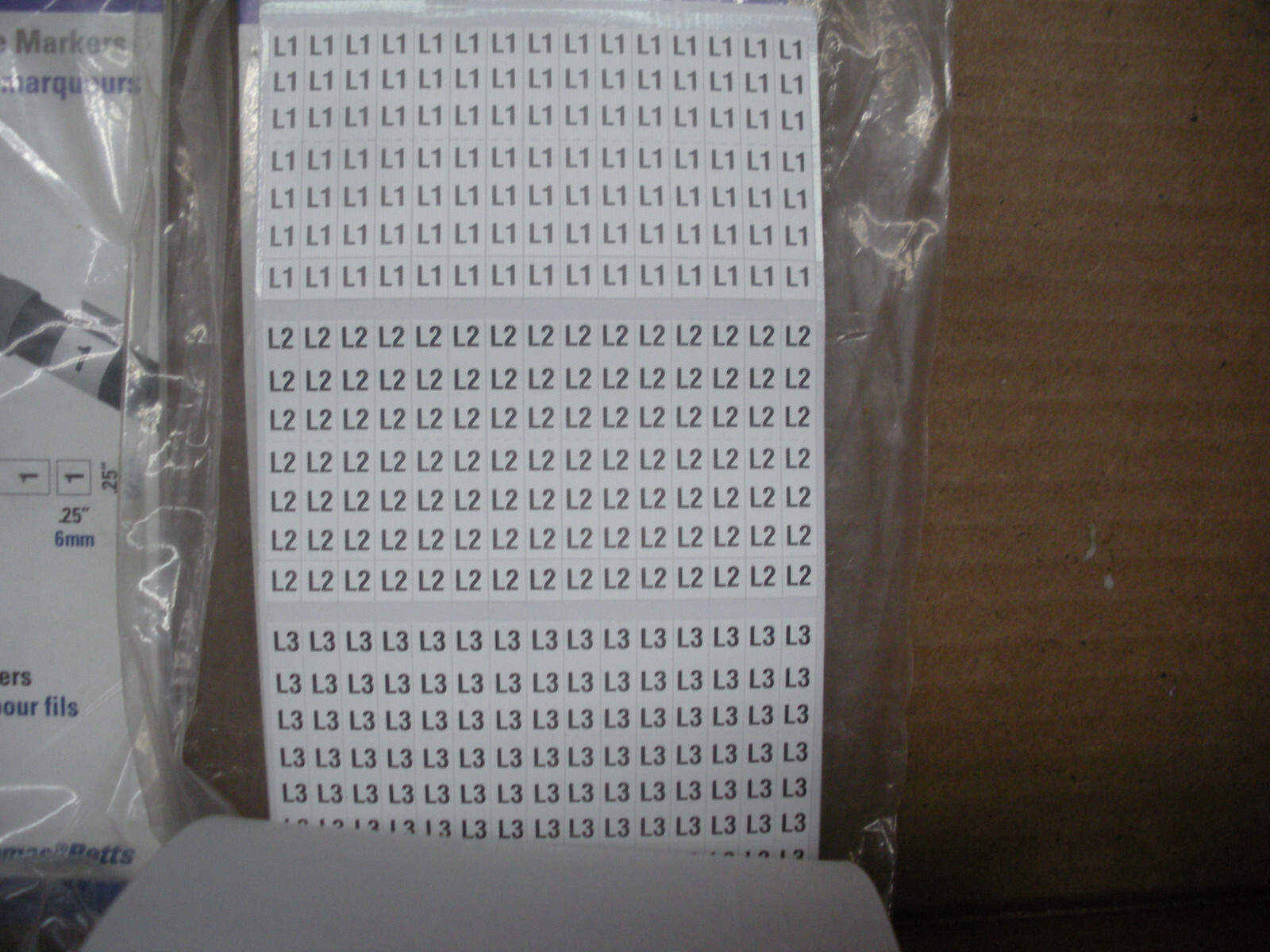 T&B EZCODE wire markers L1 L2 L3 150ea/bk lot of 4 books 4 lots are available
