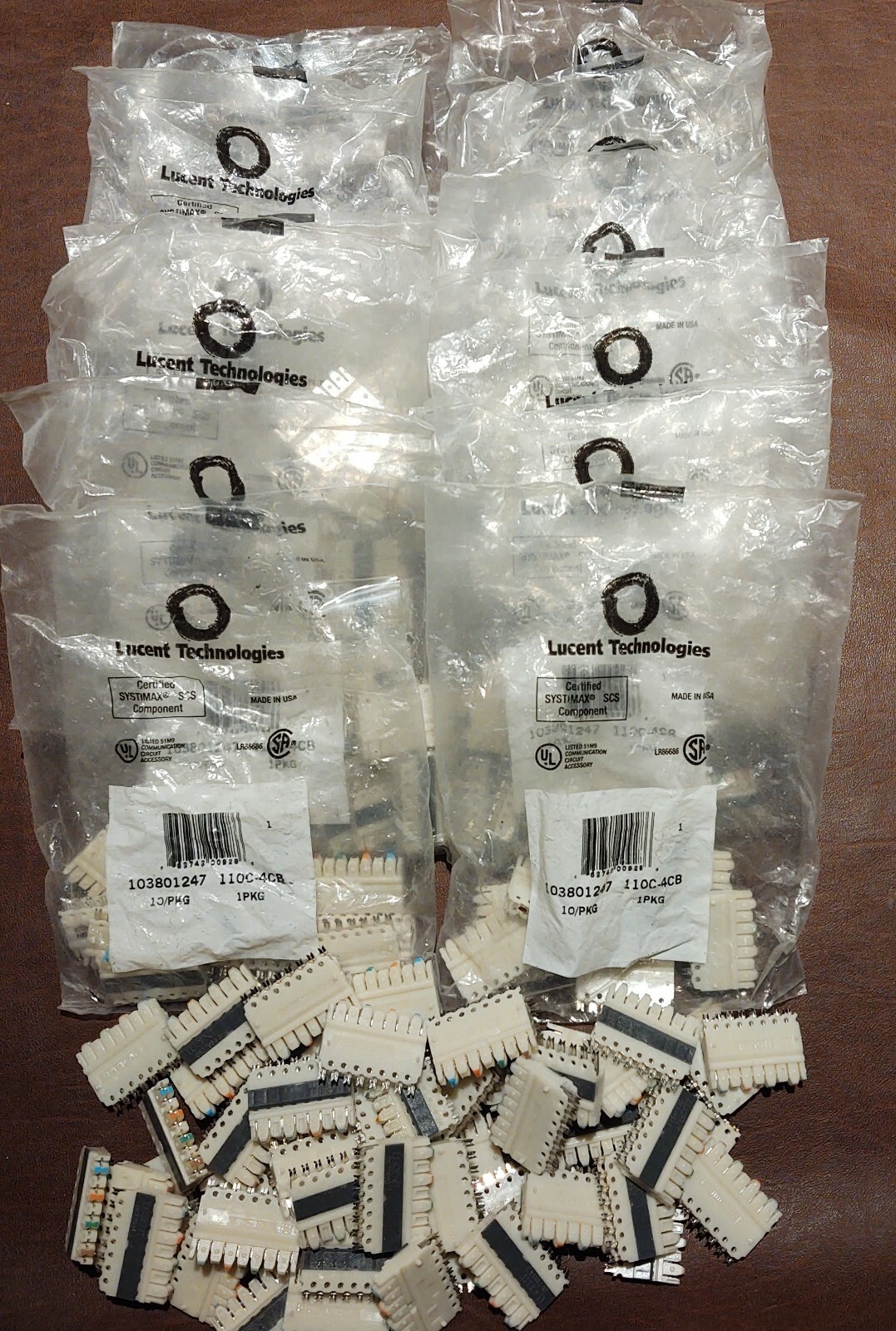 120 (12 Bags of 10) Lucent 103801247 Connector Block, 110C-4CB NEW! BONUS