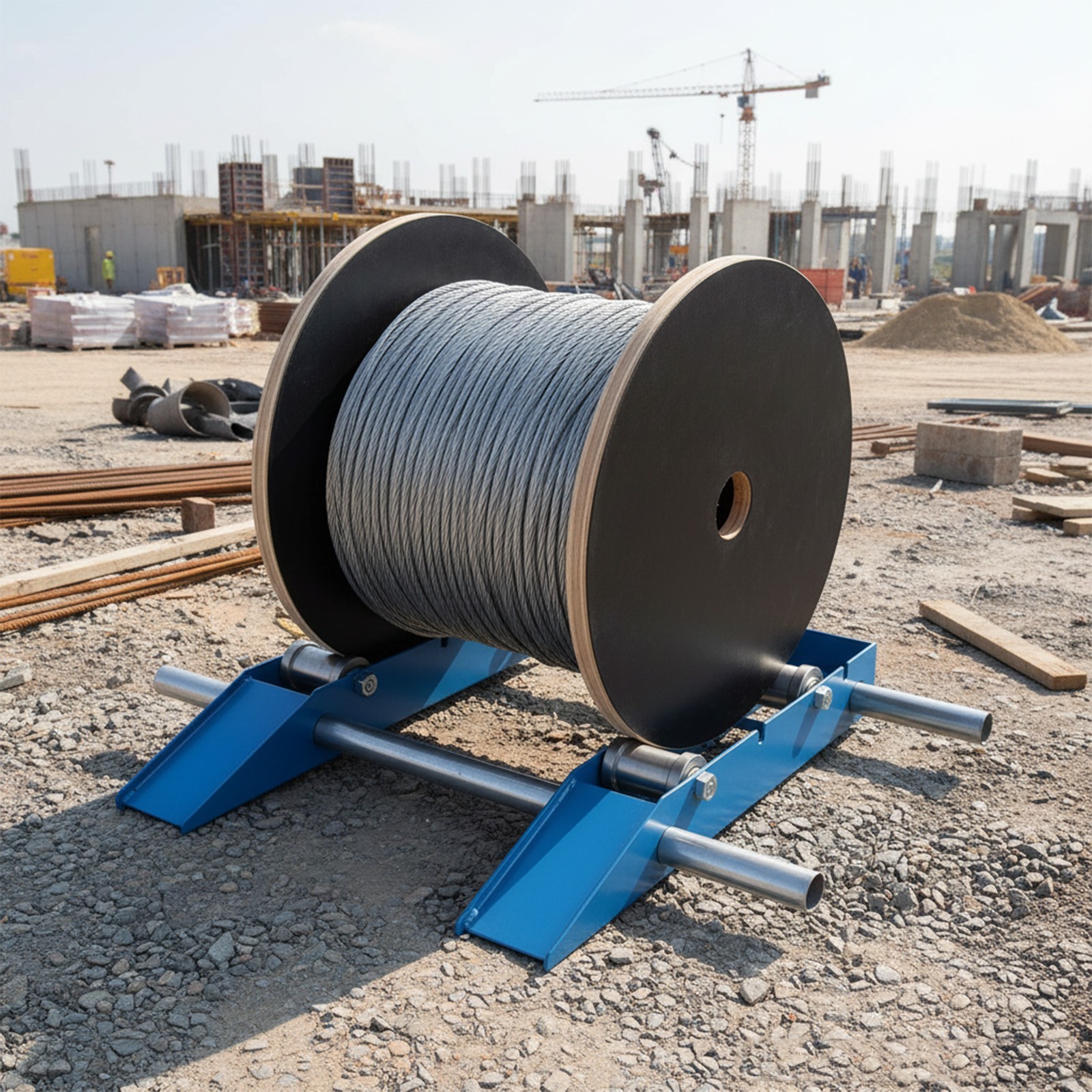 Wire Cable Reel Roller Stand 3307 LBS Commercial Industrial Steel Wire Dispenser