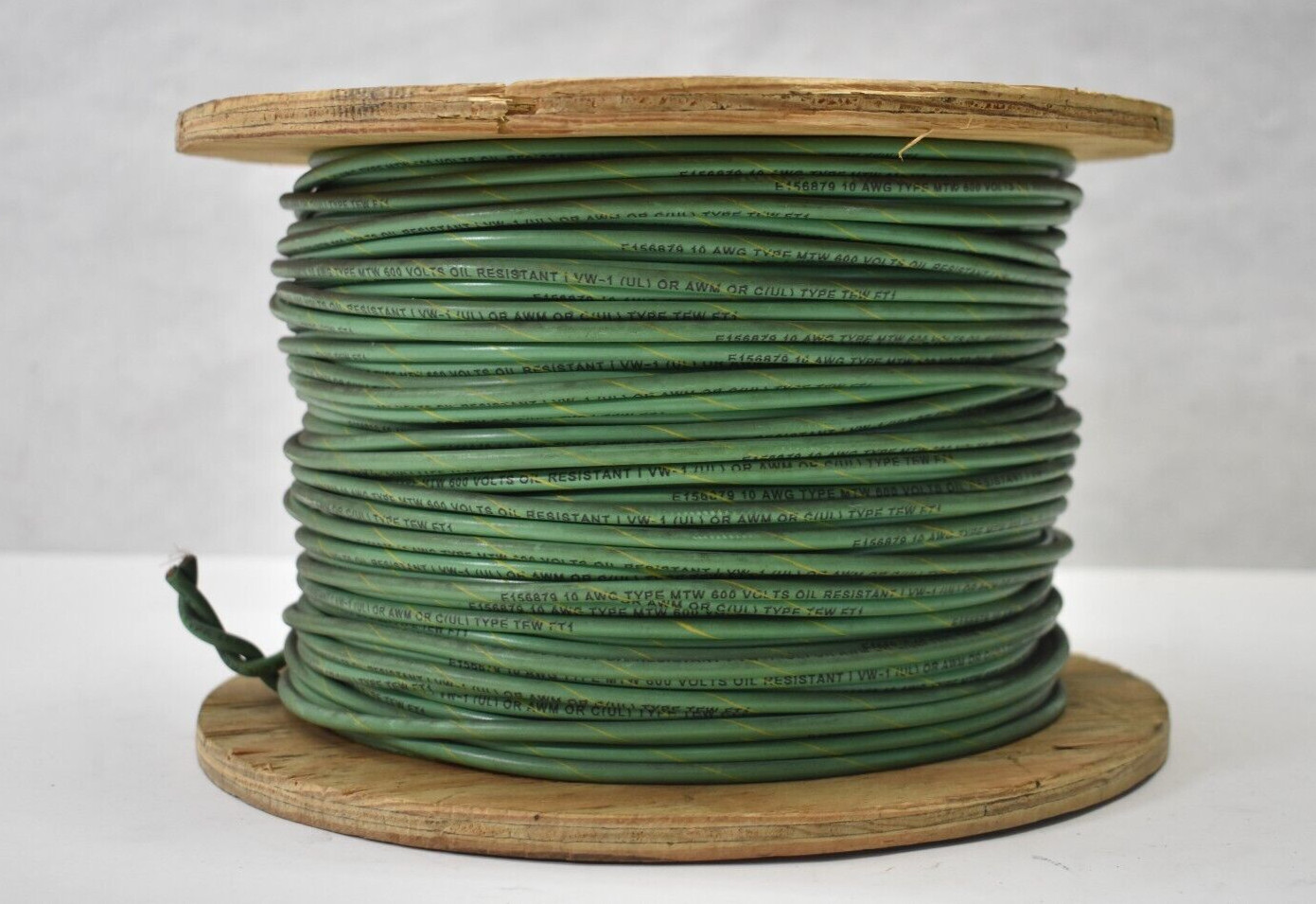 Encore Wire 10 AWG GRN/Yel Strand Copper 500′ Spool 1230 AWM 600V MTW/AWM/TEW