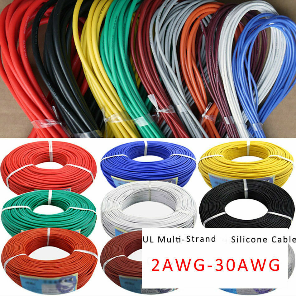 30awg-2awg Chose Colors UL Strand Silicone Soft Cable 600V 200℃ 0.08mm RC Wire