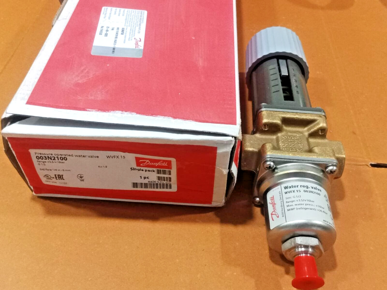1PC- Danfoss 003N2100 Pressure operated water valve, WVFX 15,3.50- Brand New