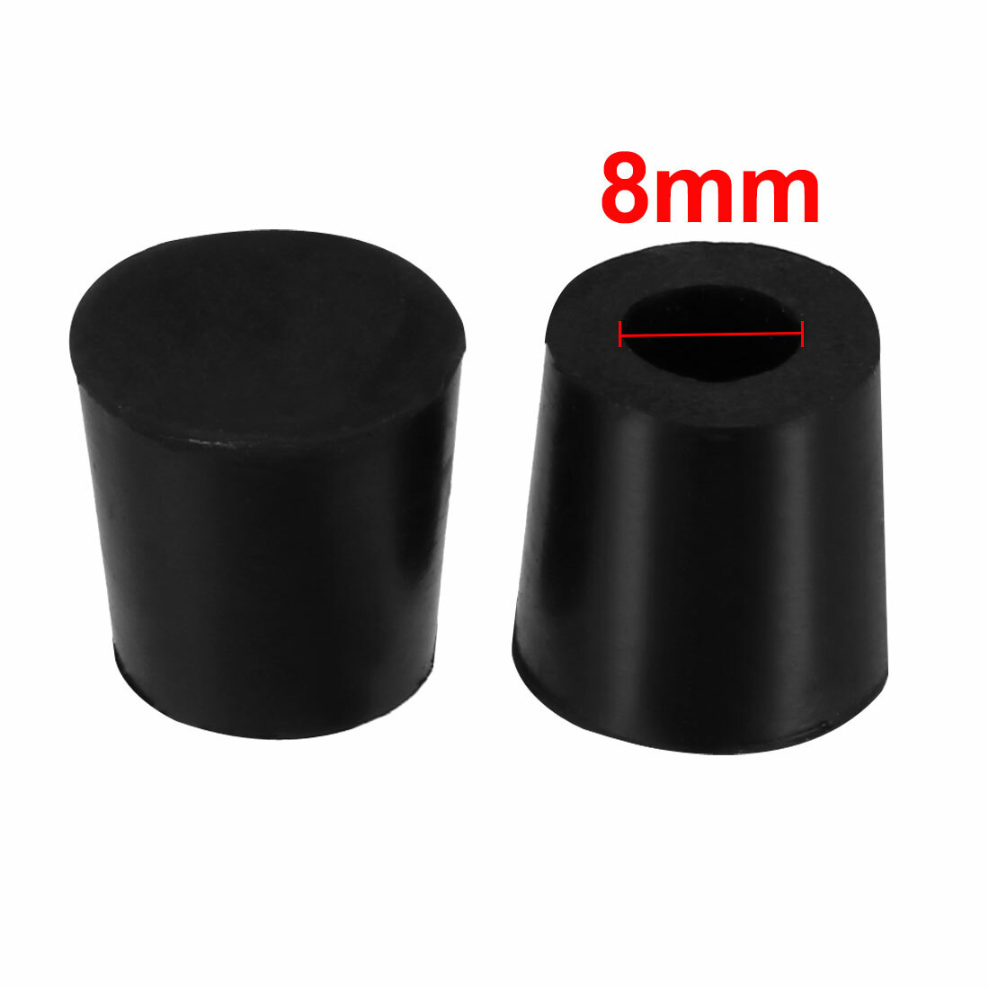 2pcs 8mm Inner Dia Conical Bumper Pad Rubber Feet 18mm x 15mm x 17.5mm