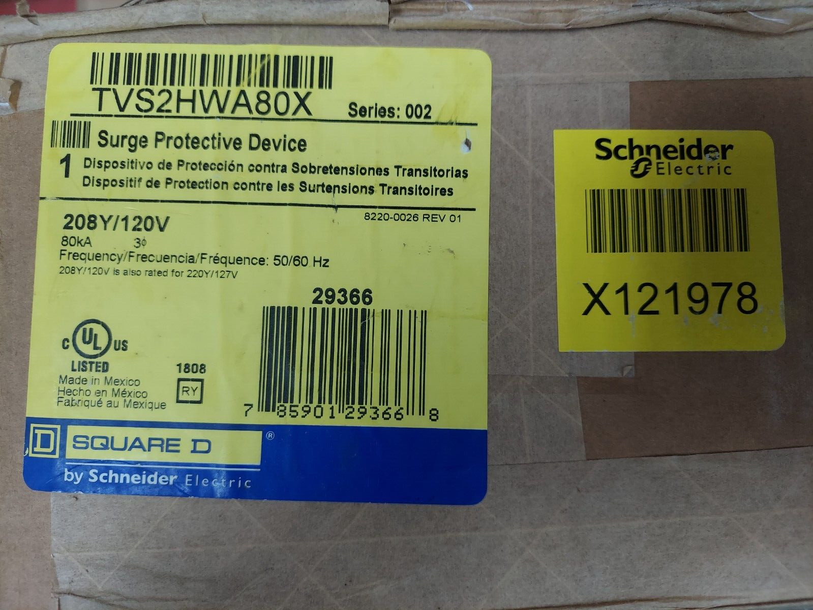 Square D TVS2HWA80X Surge Protective Device