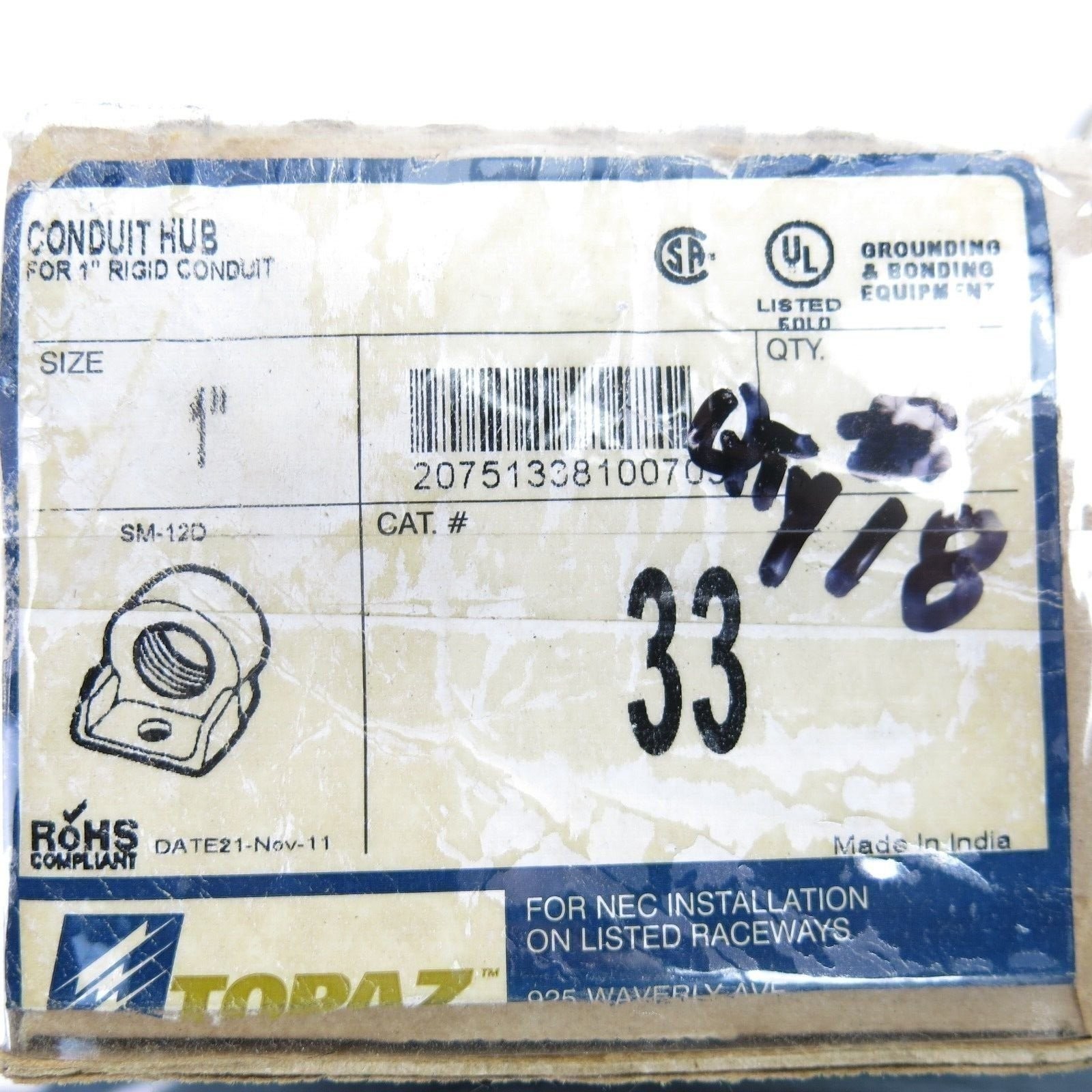 Topaz Lighting 33 1″ Bronze Grounding Hubs LOT OF 18