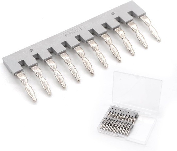 10 Pcs EB10 6 Terminal Bridge Connector DIN Rail Side Plug in Terminal Block