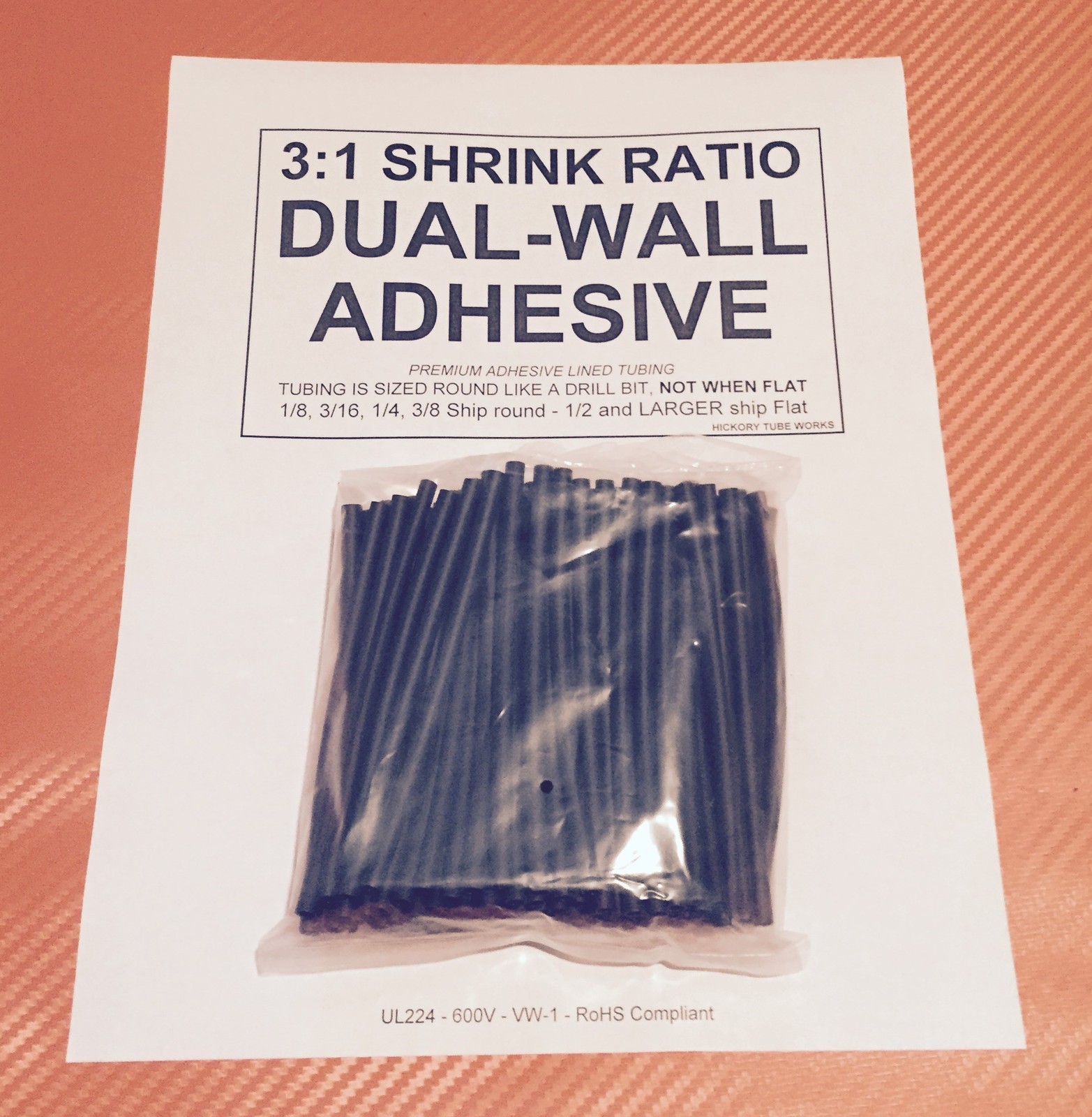 1/8″ / 3mm I.D Black (6″ 100pcs) Dual-Wall Adhesive Lined 3:1 Heat Shrink Tubing