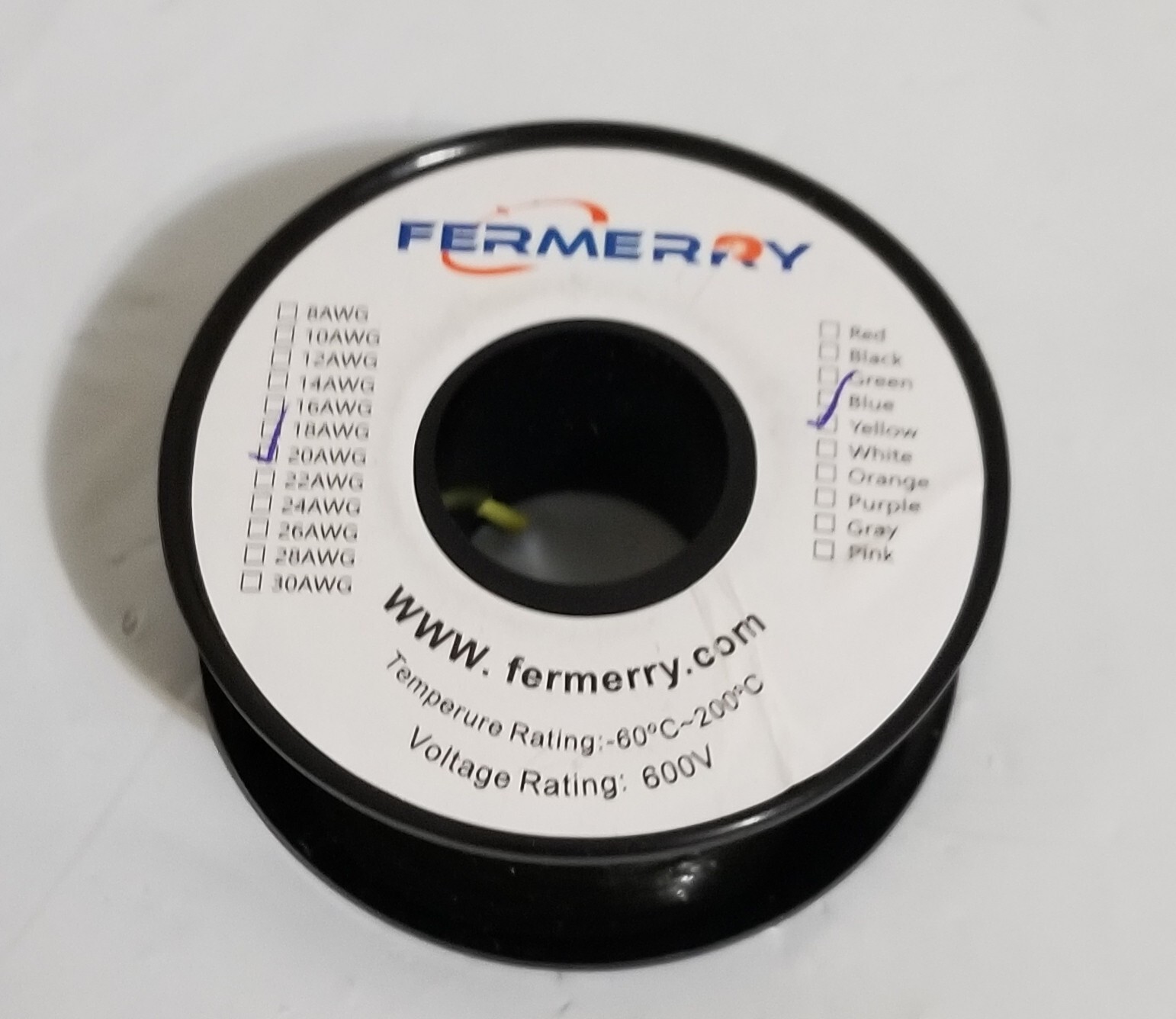 Fermerry 20AWG Stranded Wire Electrical Wire Silicone Cable Yellow 25ft