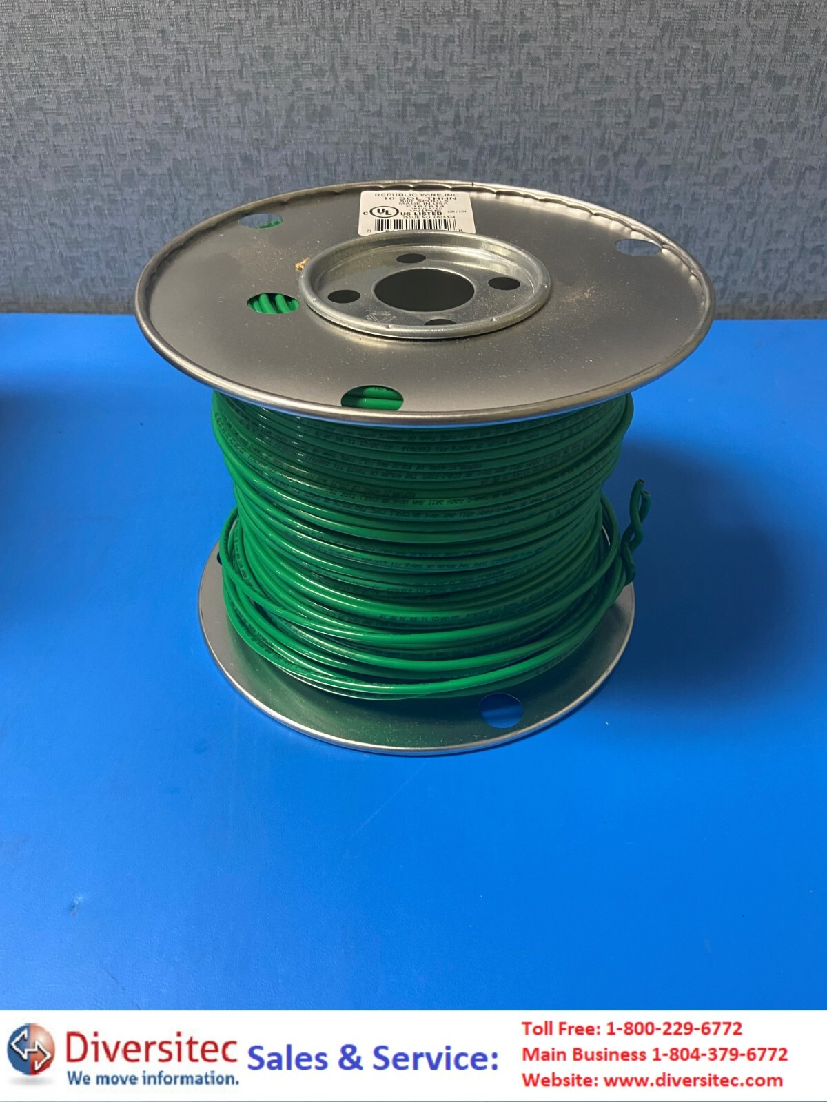 Republic Wire Inc 10 SOL THHN 500′ Green Solid Insulated Wire Spool