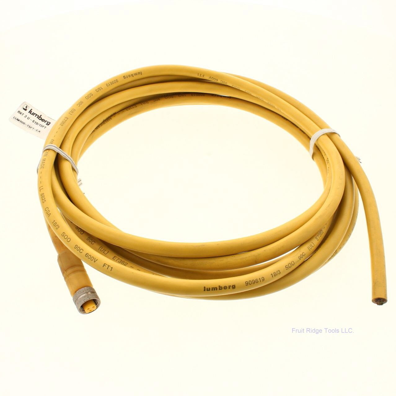 Lumberg Automation Sensor Yellow Cordset 18/3 600V #300 15-Feet SSO