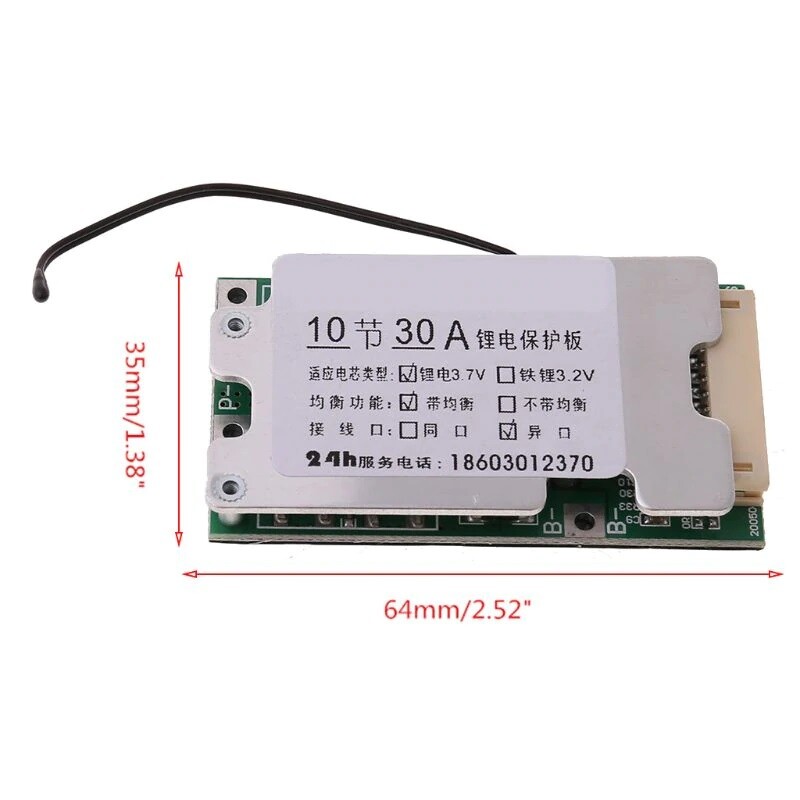 10S 36V 30A Li-ion Lithium 18650 Battery BMS PCB Power Protection with Balance