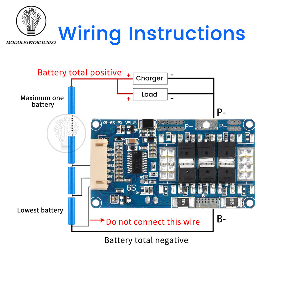 6S 15A 20A 25A Li-ion Battery Charge Protection Board Balanced Temp Protection