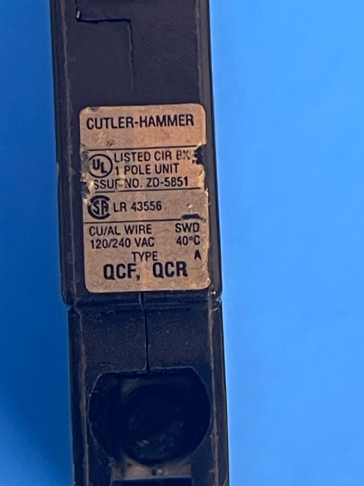 Cutler-Hammer QCR1020 20A 1-Pole 120/240V Circuit Breaker