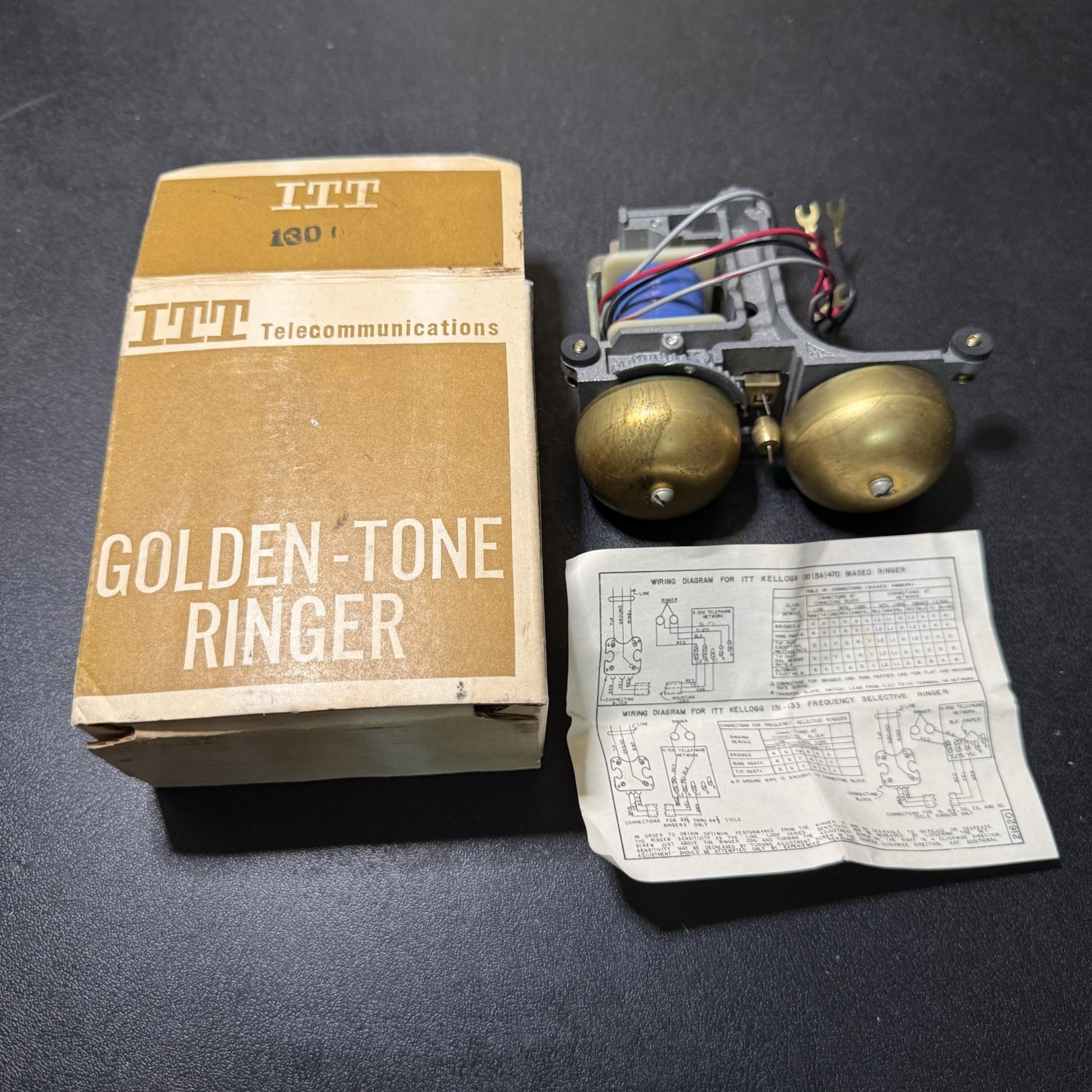 ITT TELECOMMUNICATIONS GOLDEN-TONE RINGER ITT 130(BA) 470 NEW OLD STOCK