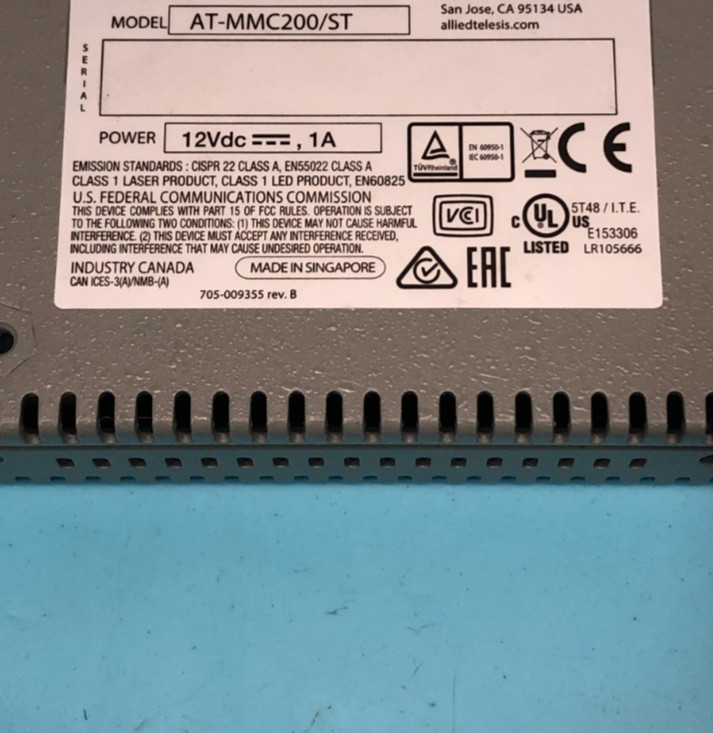 Allied Telesis AT-MMC200/ST Fiber Media Converter, 990-004820-90, 195657