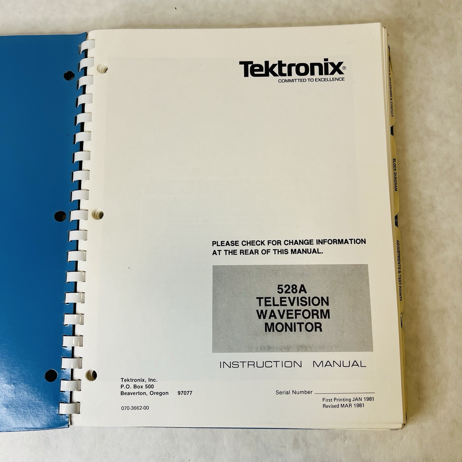 Original Tektronix 528A Instruction Manual