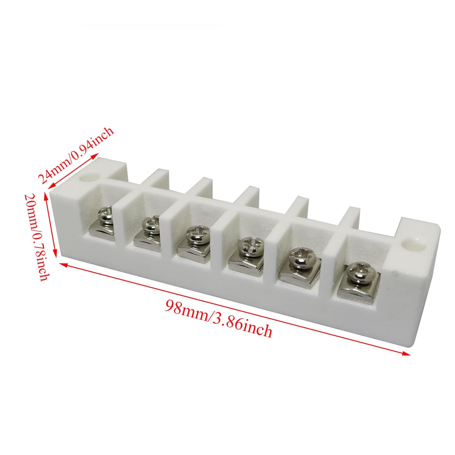 Ceramic Terminal Block High Temp Porcelain 6 Position Electri Size: 6 Position