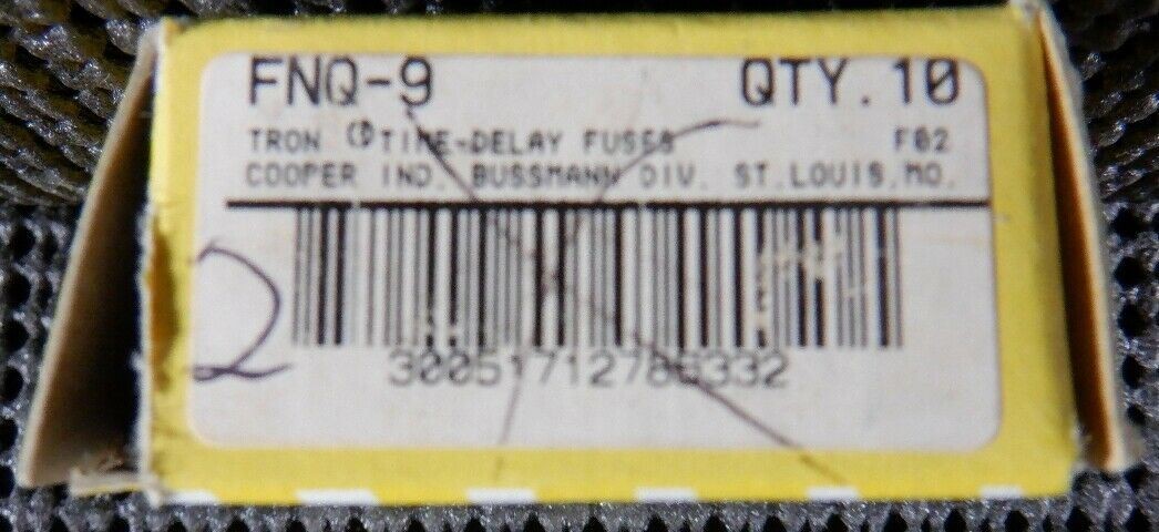 Cooper Bussmann FNQ-9 Time Delay 9A 500VAC Fuse – Lot of 2