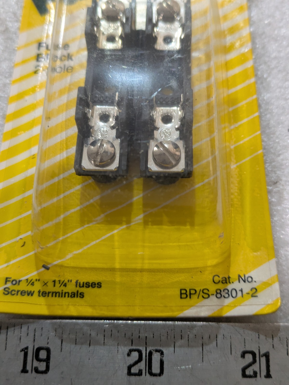 Bussmann BP/S-8301-2 Fuse Block 2-Pole for 1/4in x 1-1/4in Fuses Screw Terminal