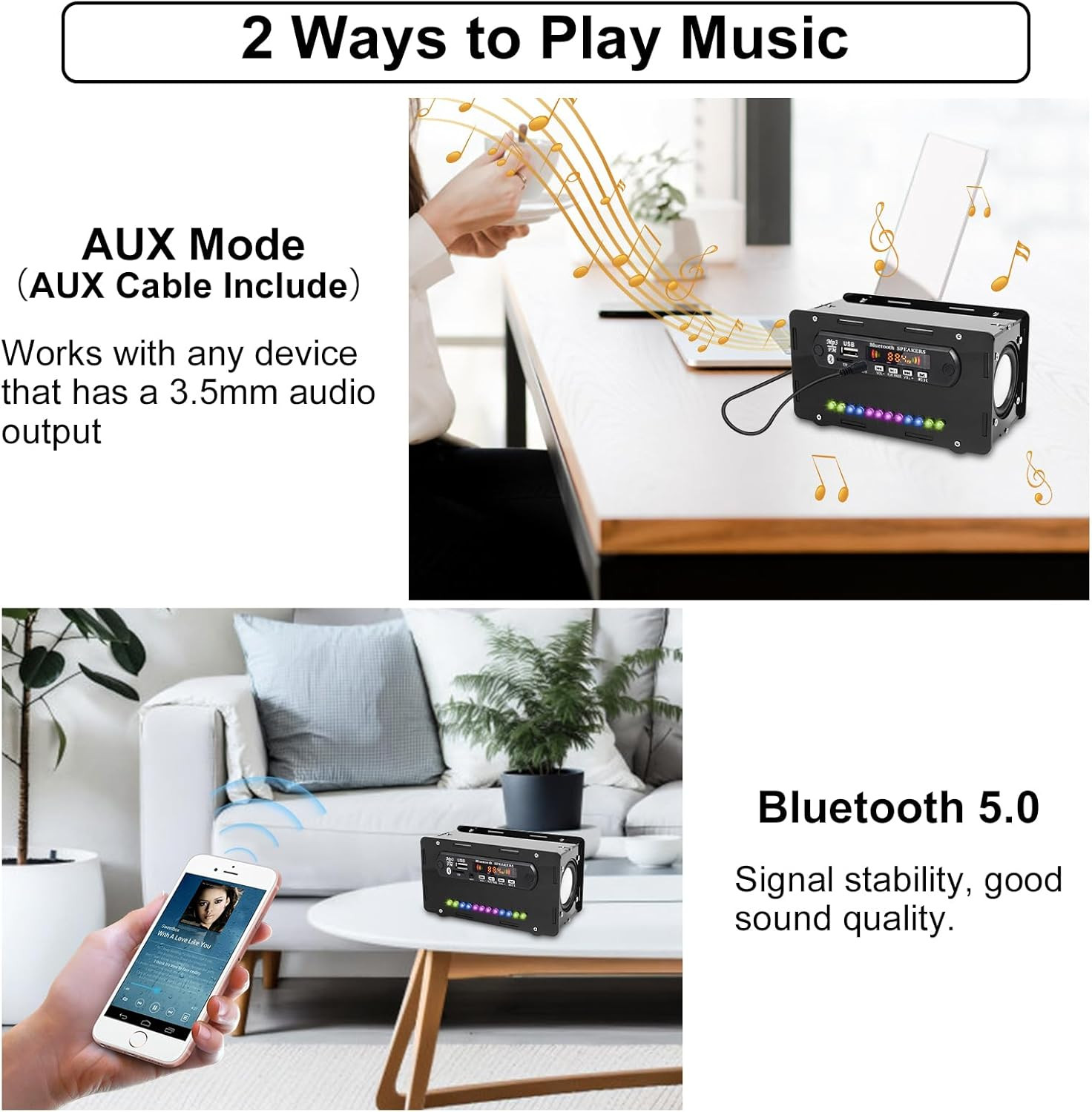 DIY Bluetooth-Compatible Speaker Kit, DIY FM Radio Soldering Practice Kit USB Ho