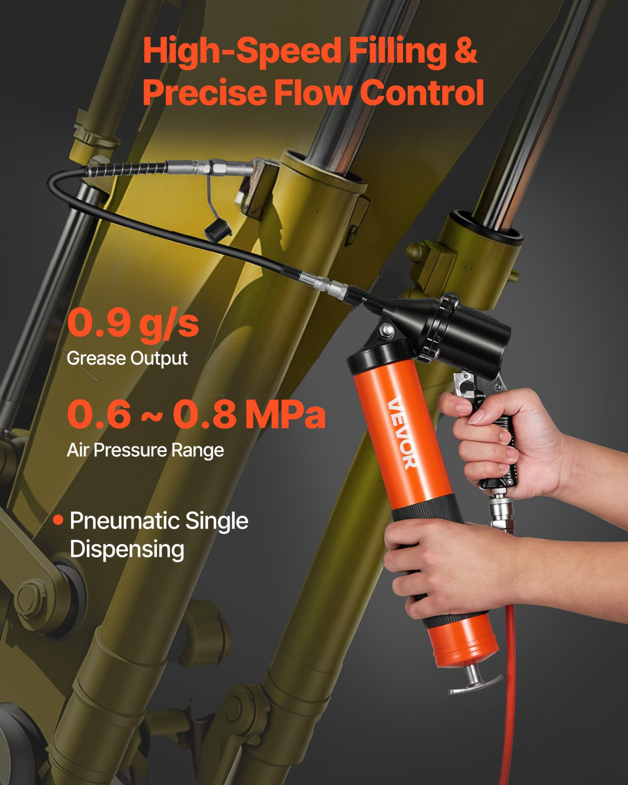 VEVOR High-Pressure Grease Gun Kit – 6000 PSI Heavy Duty Pistol Grip