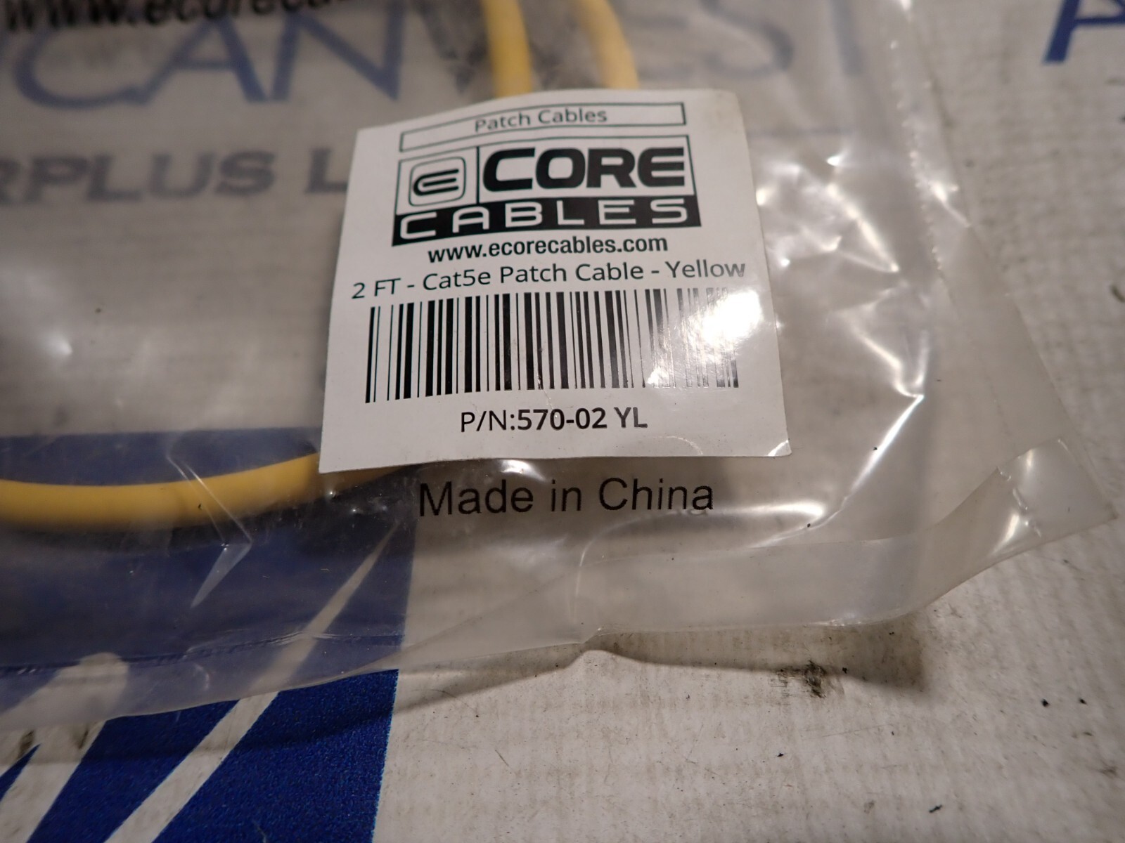 New Core Cables 570-02 YL 2 FT Cat5e Ethernet Patch Cable 4 Pair UTP 24 AWG