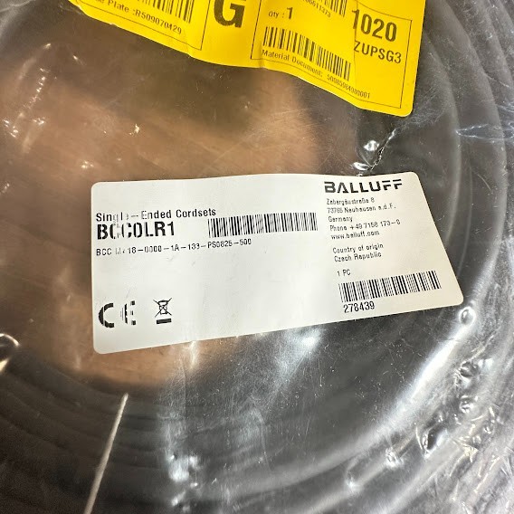 BALLUFF BCC0LR1 PUR Shielded 8 Pin Single Ended Cordset M12x1-Female A Coded 50M