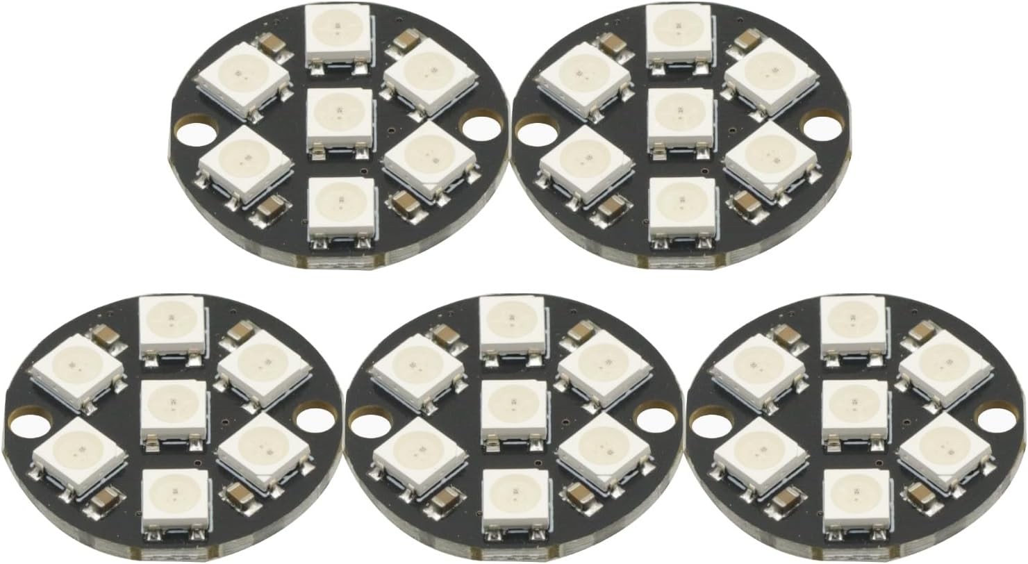 5Pcs WS2812B 7 Bits 5050 RGB LED Ring Lamp Light Integrated Drivers Arduino