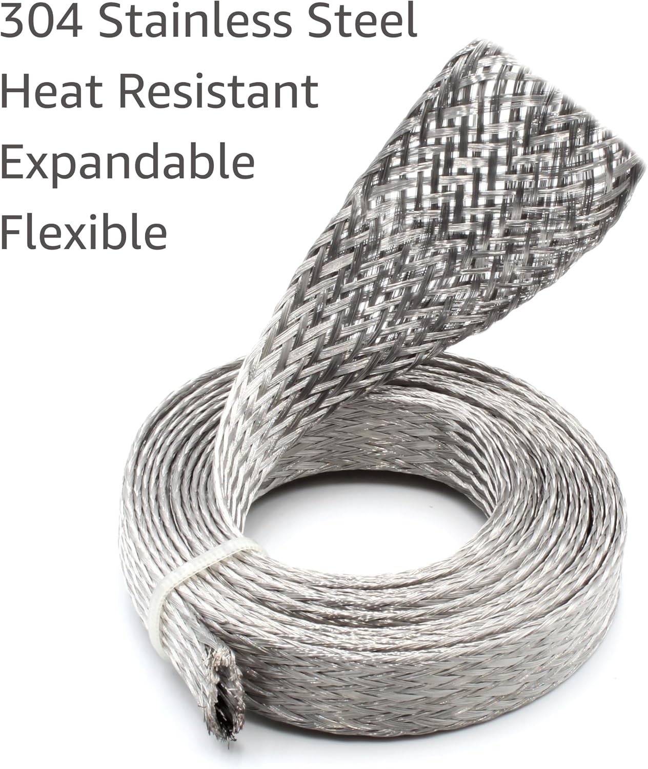 Stainless Steel Braided Sleeving 1/2″ 304SS Expandable Wire Sleeve 1.75 Inch