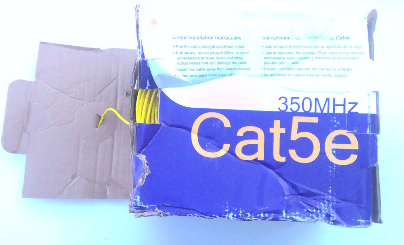 CAT5E 350MHz CMR unshielded twisted pair yellow 1000 ft (DAMAGE BOX)