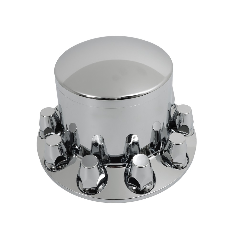 Set of 4 Rear Chrome Wheel Axle Hub Cover Kit Semi 33mm Nut Covers ABS Plastic