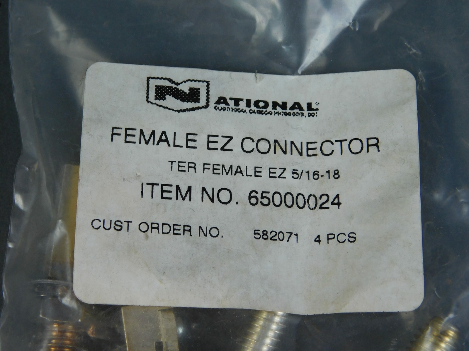 National 65000024 5/16-18 Female EZ Connector Terminal-4 Piece – NEW Surplus!