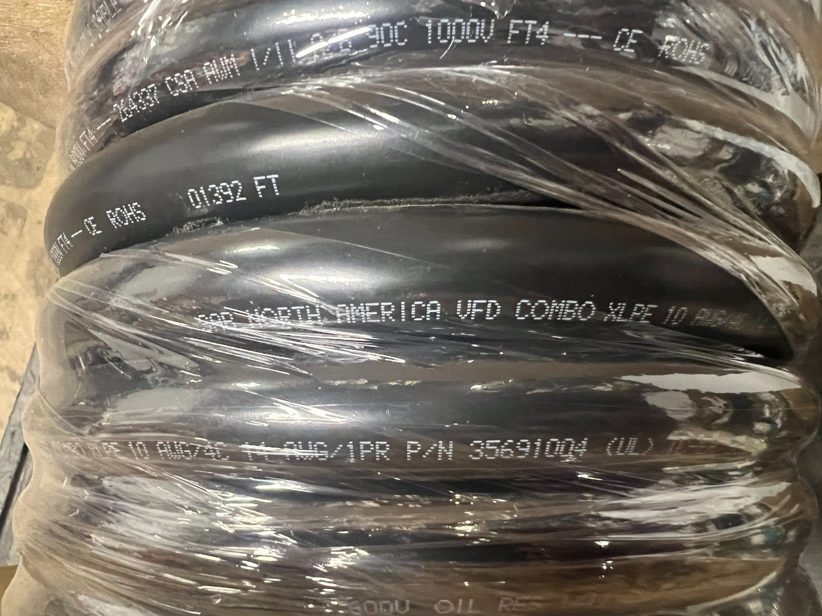 15ft SAB 35691004 VFD Cable VFD Combo XLPE 10 AWG/4c+14/1pr Shielded 1000V New