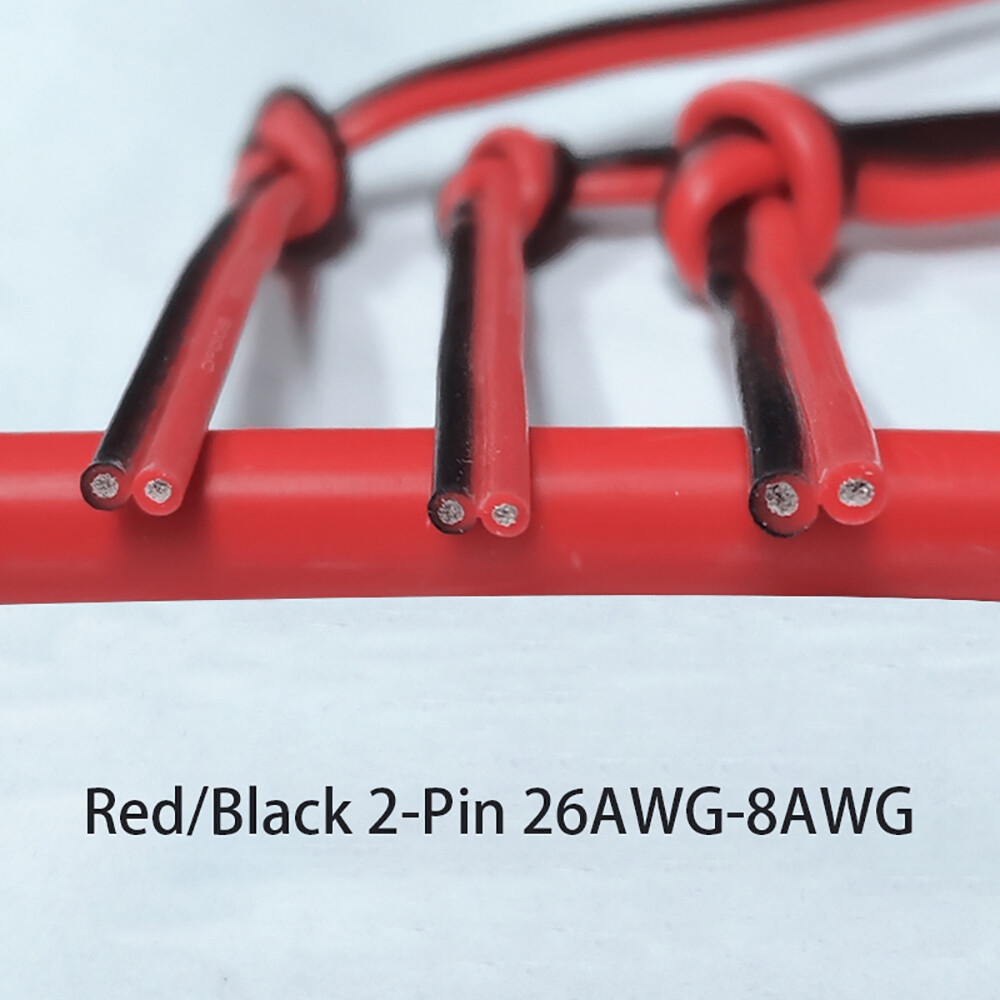 8AWG-28AWG 2 Pins Cable Flexible Silicone Wire Black Red Led Flat Electric Wire