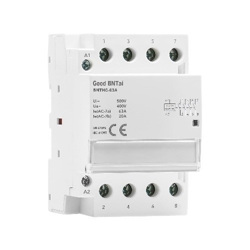 BNTHC AC Contactor 63A 4 Pole NO 110VAC Coil Voltage 35 mm DIN Rail Mount