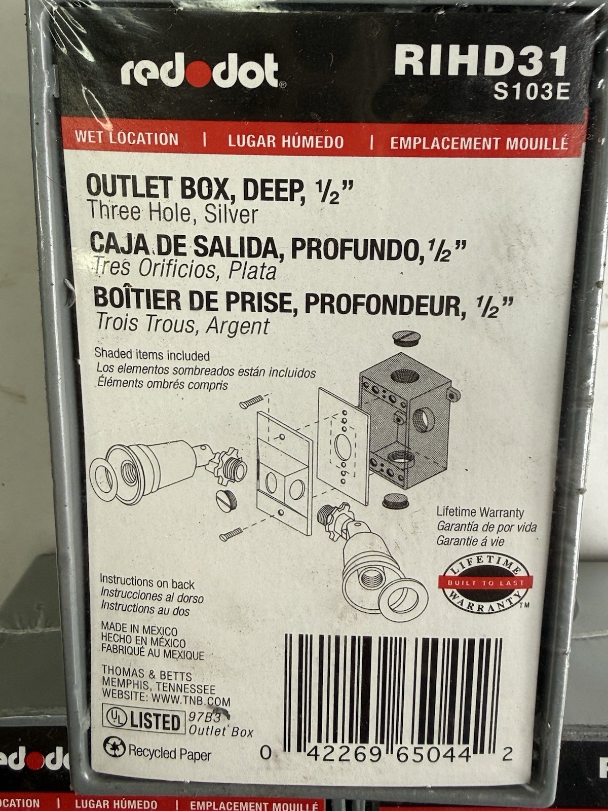 Lot of 3 Red Dot OUTLET BOXES RIH31LM and RIHD31