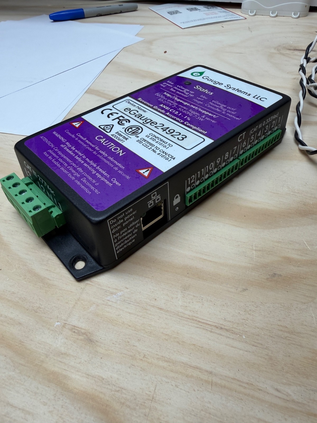 Egauge power meter Model 3010 with 60A current transformers