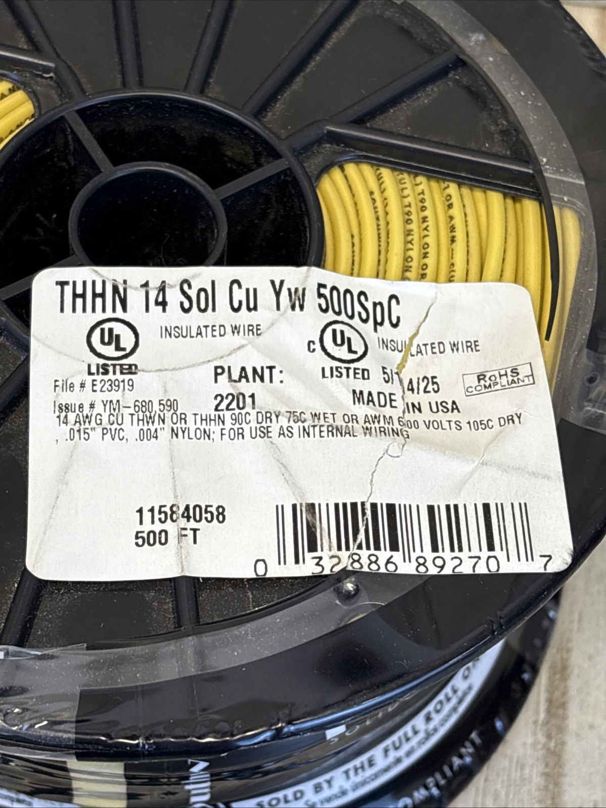 Southwire Building Insulated Wire 14 GA Single Conductor 15 Amp 600 V 500Ft New