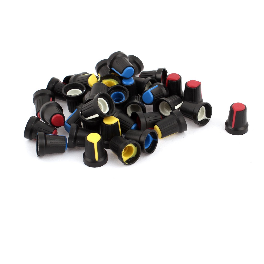 40 Pieces Yellow Red Blue White Potentiometer Rotary Control Knobs Caps 6mm Hole
