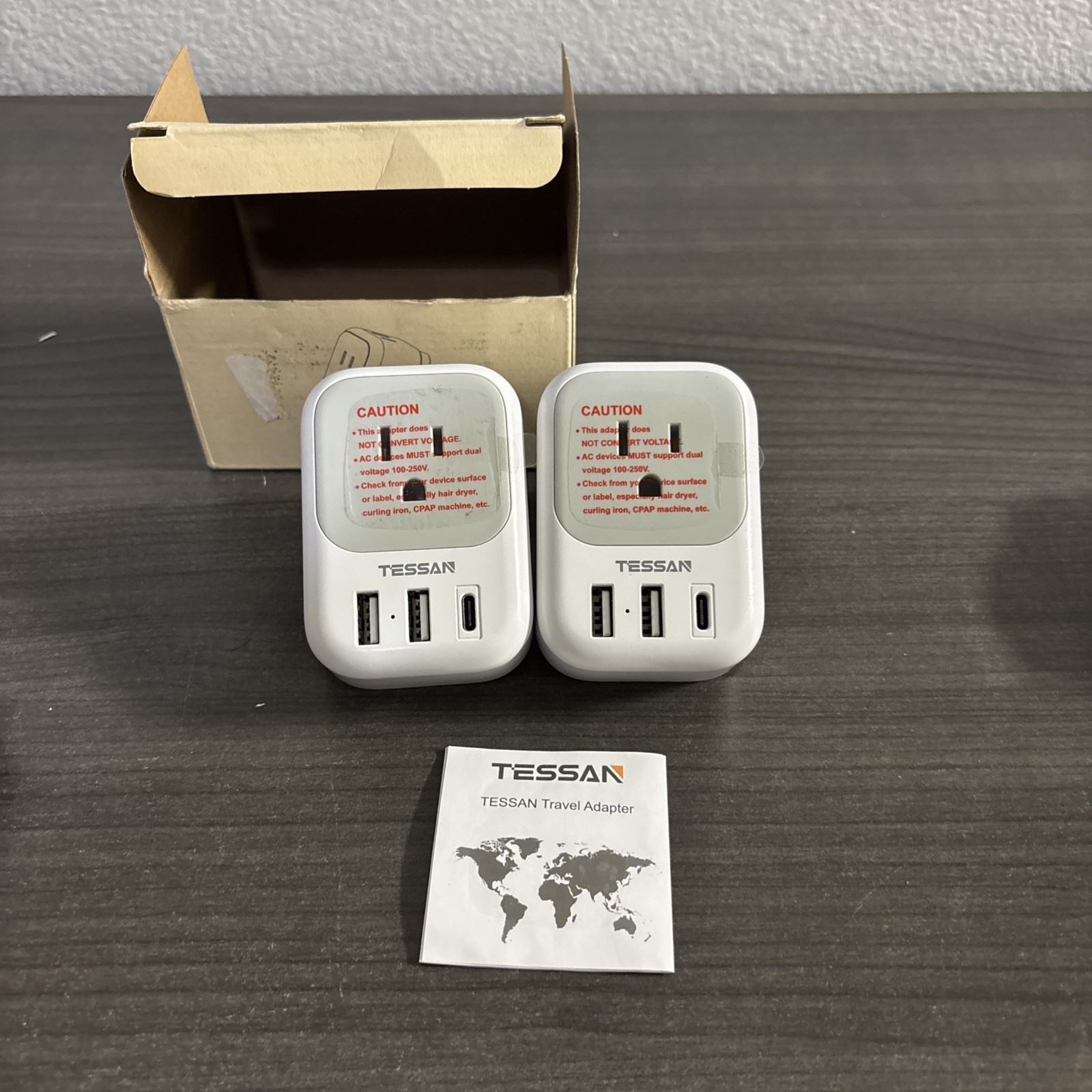 TESSAN US to India Plug Adapter 2 Pack Type D Travel Adapter 4 Outlets